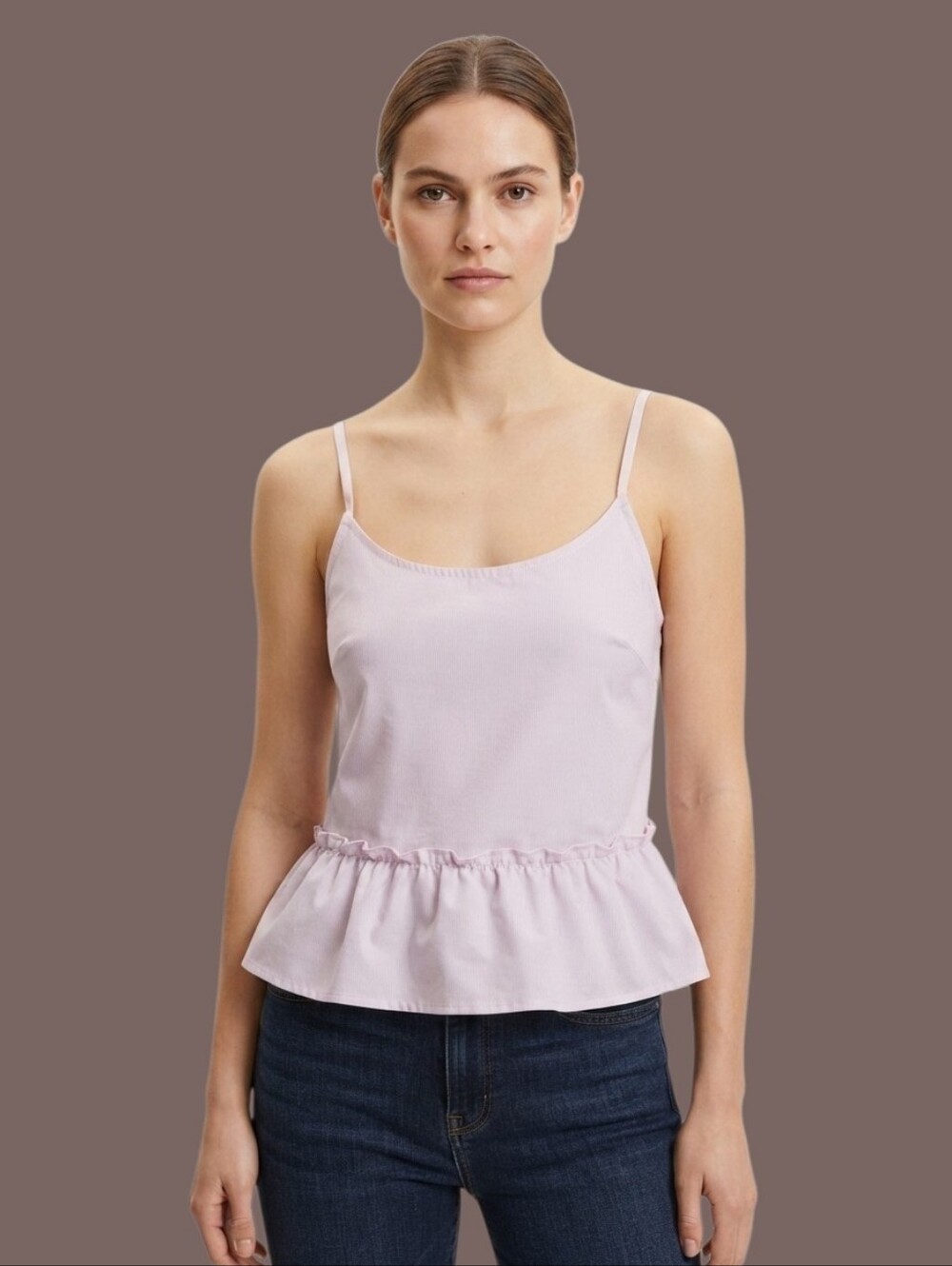 Vero Moda Lavender Ruffle-Hem Spaghetti Strap Crop Top size M